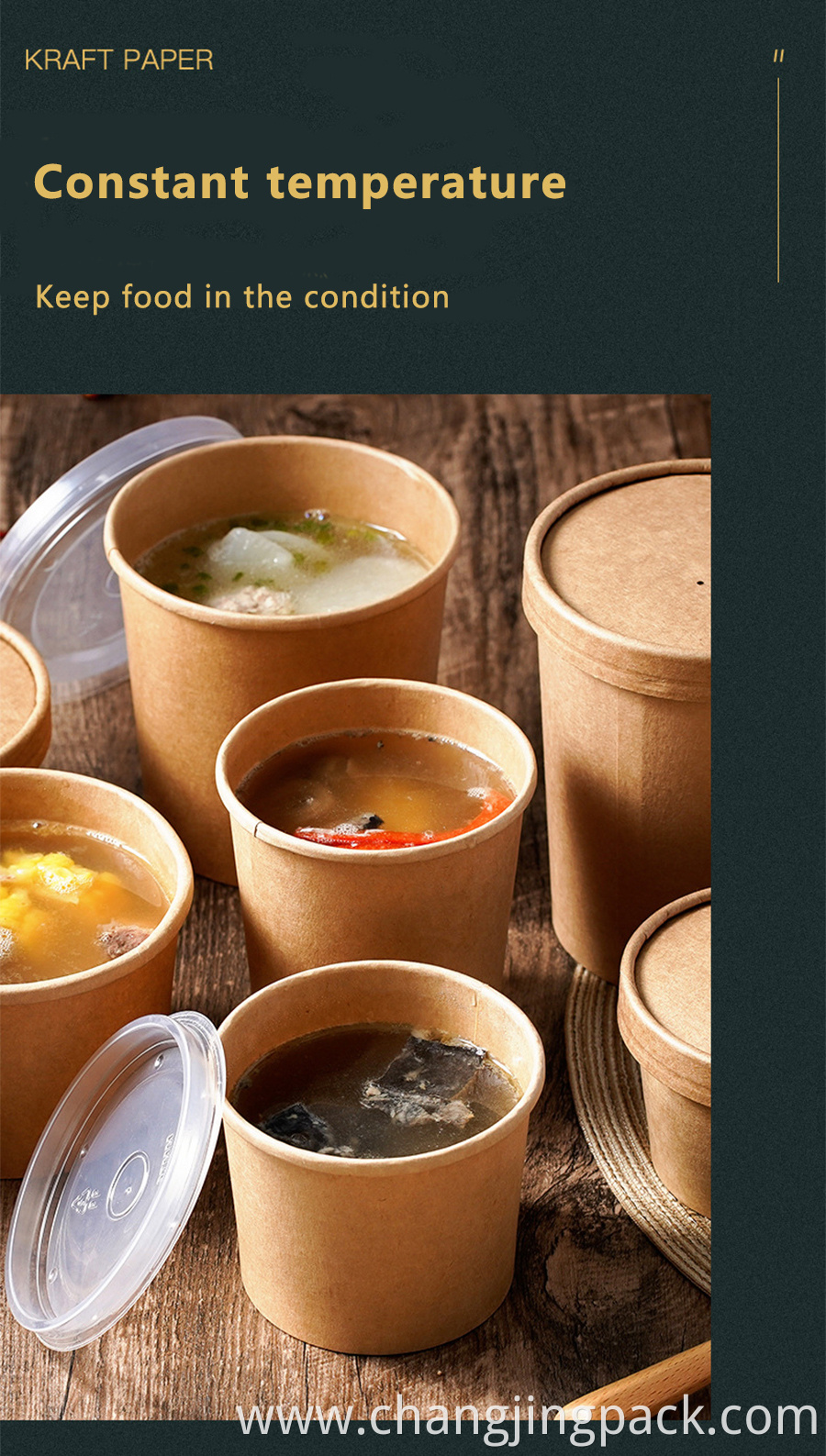 Disposable Kraft Paper Soup Cups